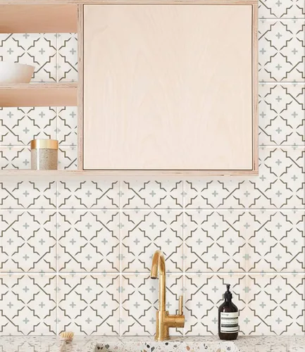 Vista 2 de Bleucoin Cannes - Adhesivos de azulejos para cocina, baño, salpicaduras, impermeables, extraíbles, ecológicas, calcomanías de vinilo para bricolaje
