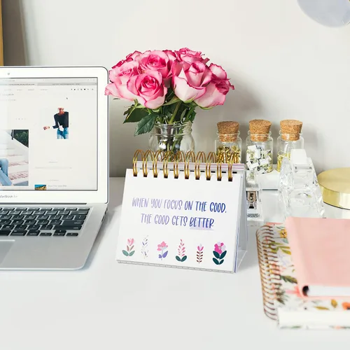 Vista 6 de Regalos inspiradores para mujeres, calendario de escritorio motivacional, calendario de escritorio con afirmaciones positivas diarias y citas Azul