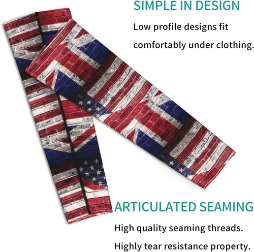 Vista 2 de Unisex Lightweight Cooling Arm Sleeves American British Flag Wall Compression Warmer Cover For Outdoor Activity