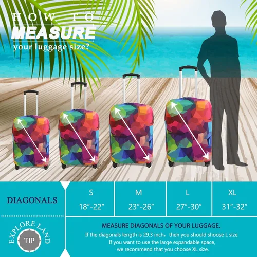 Vista 5 de Explore Land Funda para Equipaje de Viaje Protector de Maleta Aprobado por Aerolíneas se Ajusta a Maletas de 18-32 Pulgadas, Geometry, M