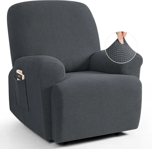 Vista 33 de TAOCOCO Funda reclinable de 4 piezas, funda elástica para sofá reclinable de 4 piezas, funda reclinable con 1 asiento, protector de sofá suave