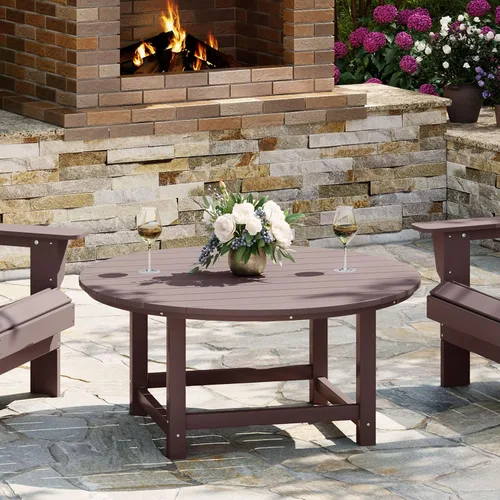 Vista 27 de WestinTrends Mesa de café de patio cuadrada de HDPE Malibu para exteriores de bajo perfil, marrón oscuro