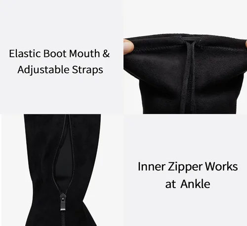Vista 6 de Botas de gamuza para mujer por encima de la rodilla con tacón de Negro