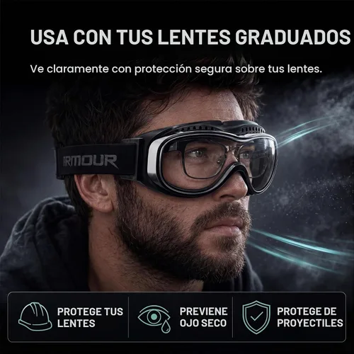 Vista 2 de Bikershades Gafas protectoras para gafas de moto, ciclismo, esquí, paracaidismo, trabajo al aire libre Transparente