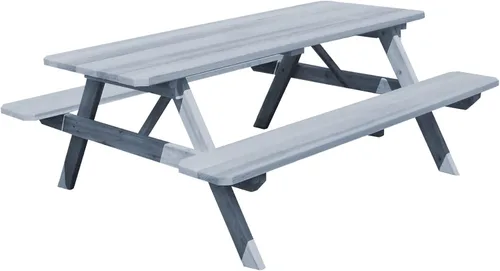 Vista 12 de Furniture Barn USA Mesa de picnic de cedro de 4 pies con bancos adjuntos, tinte de cedro mancha de cedro