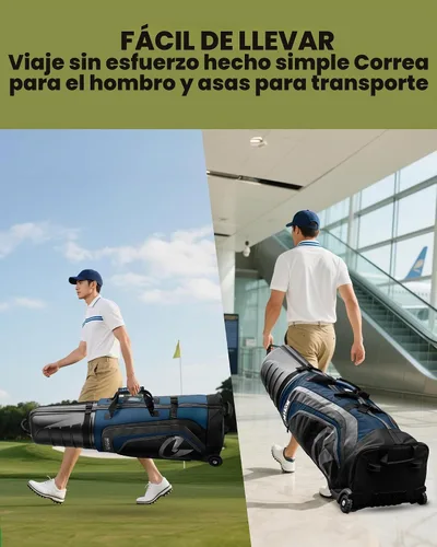 Vista 7 de Bolsas de viaje de golf OutdoorMaster para aerolíneas con ruedas y parte superior de caja rígida, protegen los palos de golf, ligeras y fáciles