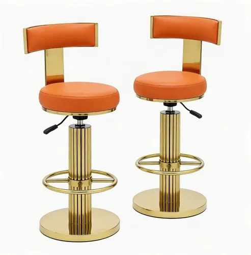 Vista 32 de FUNROLUX Gold Bar Stools, Adjustable Swivel Counter Height Barstools Black Negro