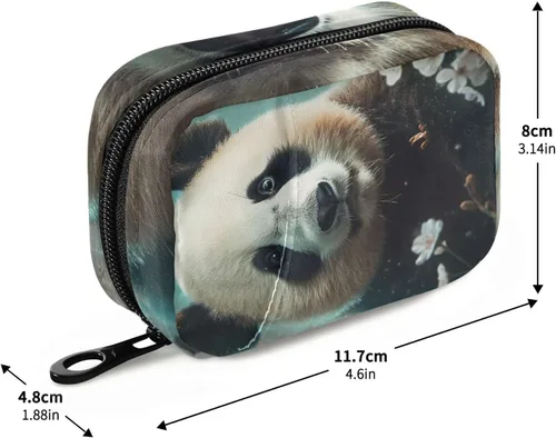 Vista 3 de Vnurnrn Pastillero floral de panda lindo pastillero 7 días de viaje organizador de píldoras con cremallera, estuche semanal portátil soporte