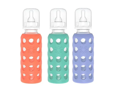 Vista 35 de Lifefactory Biberón de vidrio sin BPA Funda protectora de silicona Paquete de 2 de 4 onzas melón, plátano