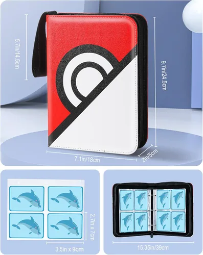 Vista 3 de TiMOVO Card Binder Holder for Game Cards Trading Card Collection Album Binder Storage Carry Case with 4-Pocket Page Holds Up to 400 Cards PU Card