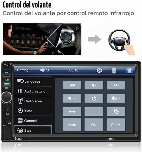 Vista 4 de Camecho Radio de coche doble DIN estéreo para coche de 7 pulgadas, pantalla táctil LCD en el tablero con soporte Bluetooth espejo