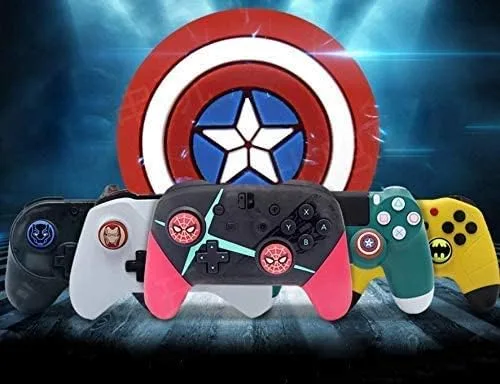 Vista 4 de Para PS5 PS4 PS3 Xbox 360 Xbox One Switch Pro Wii u Controller - Tapa de agarre de silicona para el pulgar Iron Man
