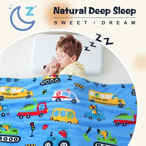Vista 3 de SOCHOW Manta de Vellón con Diseño de Carro Camión Lindo para Niños y Niñas, Manta de Franela Suave Ligera Acogedora y Cálida para Cama de Niños