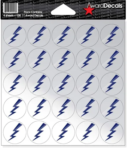 Vista 5 de Award Decals Juego de calcomanías de rayo (negro sobre transparente) (100 calcomanías de 1 pulgada), calcomanías originales Award Decals prémium