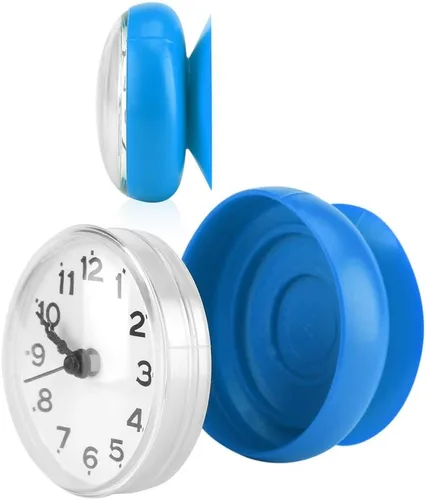 Vista 9 de TOPINCN Reloj de baño con ventosa, material ABS, 2.8x1.6 in, montaje en pared (azul)