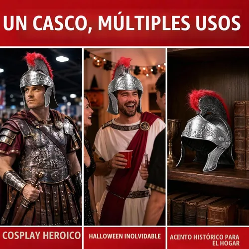 Vista 3 de Casco de soldado romano de plástico plateado