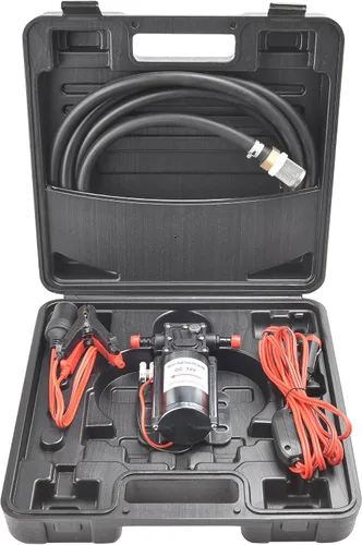 Vista 7 de Kit de bomba de transferencia de combustible con estuche de transporte, bomba de transferencia de combustible eléctrica de 12 voltios, bomba
