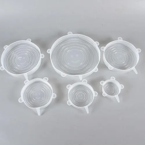 Vista 6 de 6 tapas elásticas de silicona, tapas redondas de silicona reutilizables resistentes a altas temperaturas, cubiertas de almacenamiento de alimentos