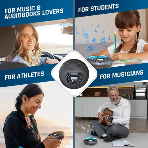 Vista 5 de Altavoz reproductor de CD portátil, recargable, tarjeta SD, AUX, para el hogar y el coche Sin Bluetooth
