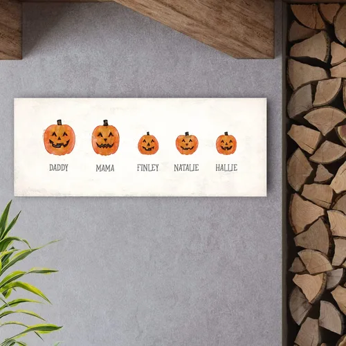 Vista 2 de Personal-Prints Familia Jack-O-Lantern – Regalo único personalizado de Halloween u otoño para Acción de Gracias o decoración y inauguración
