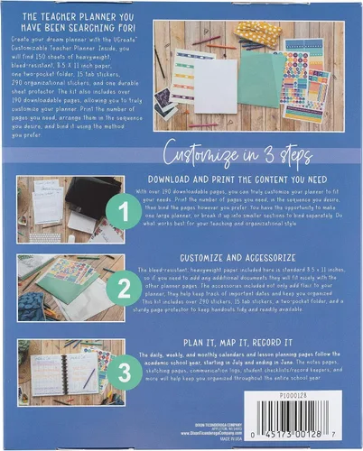 Vista 2 de UCreate Kit de planificador personalizable para profesores, 8.5 x 11 pulgadas, 157 piezas (P1000128)