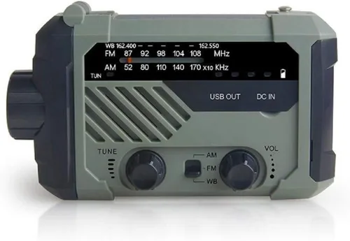 Vista 2 de Kaito Radio de emergencia XLN-290WB AM/FM NOAA Weather 5-Way Powered Solar Crank Radio Receptor con sirena, linterna LED, lámpara de lectura