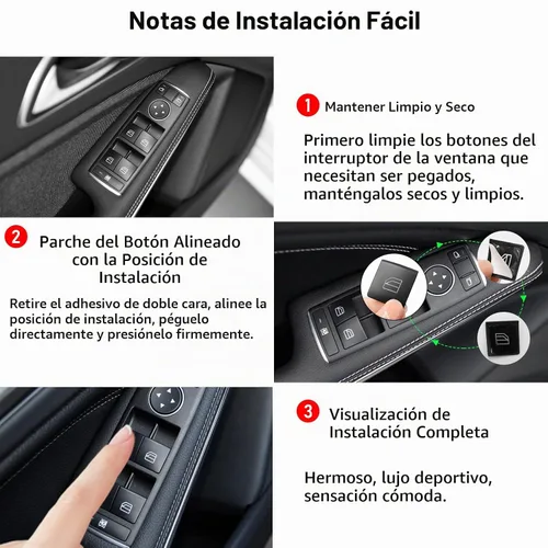 Vista 7 de Moonlinks Cubiertas de botón para interruptor de ventana eléctrica de puerta interior, repuesto compatible con Mercedes Benz A B C E G GLA CLA GLK