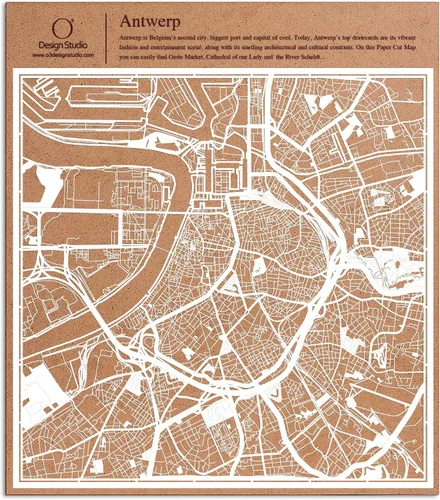 Vista 113 de O3 Design Studio Aberdeen - Mapa de papel cortado en papel blanco de 12 x 12 pulgadas