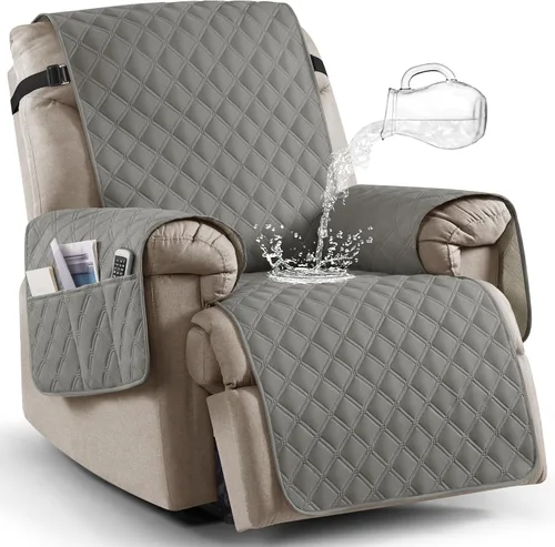 Vista 16 de Ruaozz Funda para Silla Reclinable 100% Impermeable Antideslizante Funda Reclinable para Silla Reclinable Funda de Asiento de Silla Lavable con Beige
