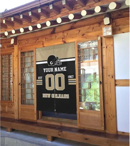 Vista 2 de Cortinas de puerta de Nueva Orleans, panel de cortina personalizado para puerta con número de nombre, cortina japonesa personalizada para New Orleans