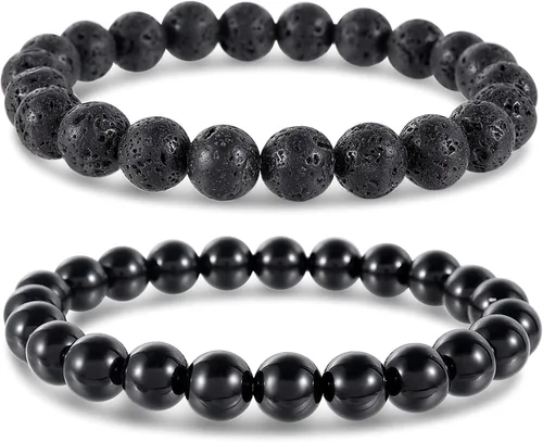 Vista 15 de Bivei - Pulsera elástica de cuentas redondas de cristales curativos semipreciosos naturales, hecha a mano, rellenadores de regalo para mujeres Ágata