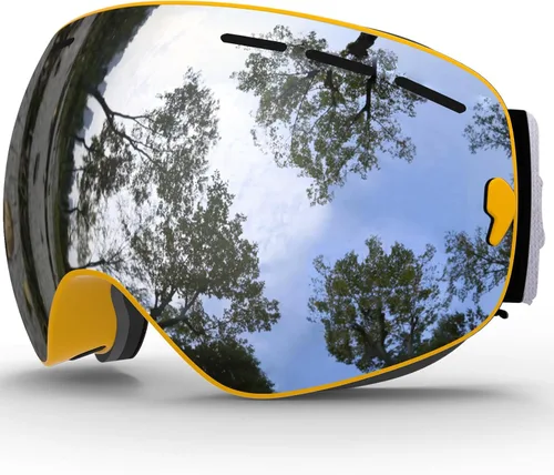 Vista 12 de JULI Gafas de esquí, gafas de snowboard para deportes de nieve de invierno con lente antivaho BNC A1-negro/plateado