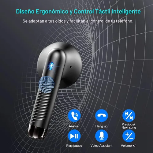 Vista 6 de Auriculares inalámbricos, auriculares Bluetooth 5.4 con graves estéreo, auriculares Bluetooth en el oído con cancelación de ruido y micrófono