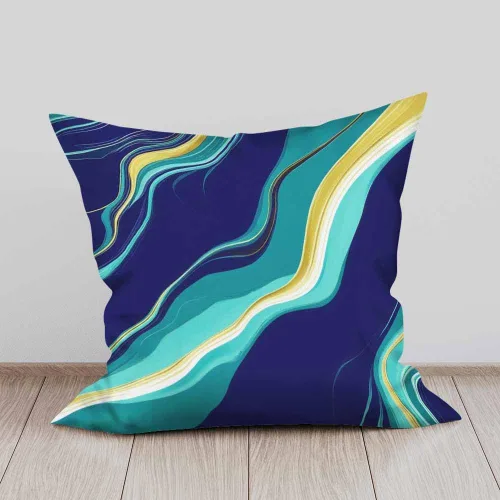 Vista 6 de Juego de 2 fundas de cojín con diseño elegante de textura de mármol azul oscuro y dorado, para sofá, silla, dormitorio, decoración moderna, 18 x 18