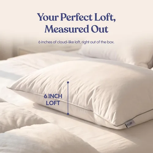 Vista 2 de FluffCo Almohadas Zen Fluff – Alternativa al plumón – Almohada de cama estándar/Queen para dormir fabricada en Estados Unidos – Almohada de lujo