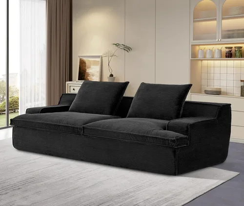 Vista 7 de Comfora Sofá de 4 plazas de gran tamaño, sofá de espuma completa para sala de estar con reposabrazos anchos, tapicería de pana suave, sofá