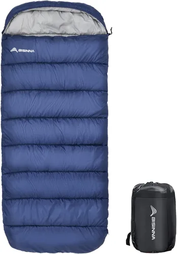 Vista 8 de BISINNA Saco de dormir XXL (90.55 x 39.37 pulgadas) para adultos grandes y altos, 3-4 estaciones, tamaño grande, cálido y cómodo, impermeable