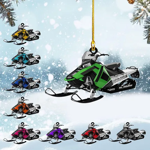 Vista 8 de Zapatos de motos de nieve personalizados personalizados adorno de Navidad de acrílico para amantes de motos de nieve (SM 1)