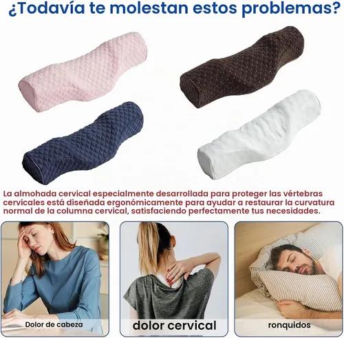 Vista 6 de Almohada cervical para el cuello, almohada de espuma viscoelástica para dormir de lado (azul)