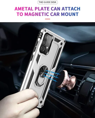 Vista 5 de Compatible con Samsung Galaxy A52 5G, A52S 5G, A52 4G, con protector de pantalla HD, anillo de metal giratorio de 360 grados, absorción de golpes