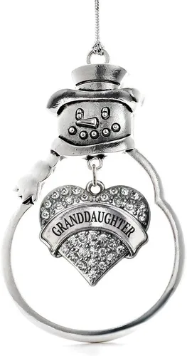 Vista 207 de Inspired Silver - Big Sis - Adorno de Navidad plateado - Adorno de árbol de Navidad con dije de corazón con circonita cúbica - Decoración colgante