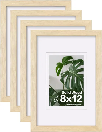 Vista 77 de Egofine - Juego de 4 portarretratos A4 de madera maciza y cubierta de plexiglás de 4 x 6/6 x 8 pulgadas con paspartú o A4 sin paspartú, para mesa