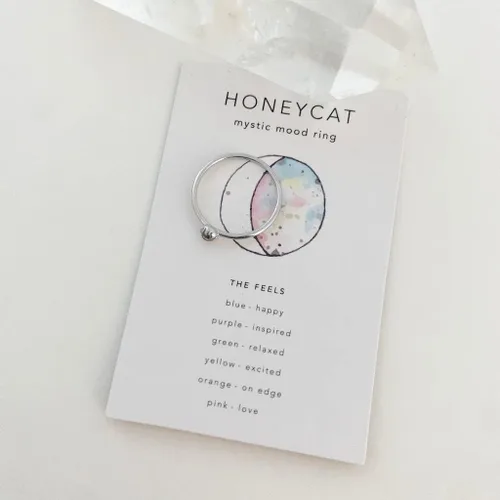 Vista 5 de HONEYCAT Mini anillo solar de estado de ánimo en oro, oro rosa o plata Joyería minimalista y delicada