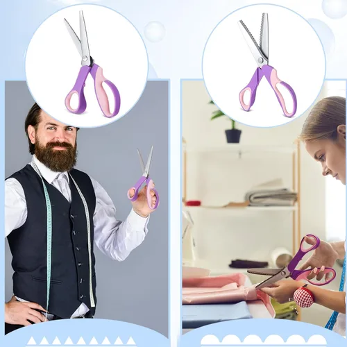 Vista 5 de Amylove Tijeras de entintar para cortar tela festoneadas de 0.197 in, tijeras dentadas de fieltro de 0.197 pulgadas para manualidades, corte