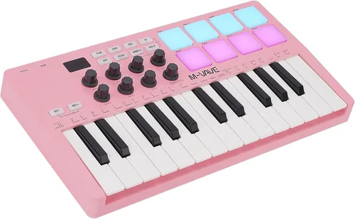 Vista 16 de M-VAVE Controlador de teclado USB MIDI de 25 teclas con 16 almohadillas de batería retroiluminadas, Bluetooth, teclado dinámico semi-pesado
