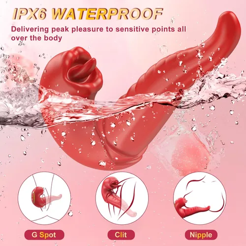 Vista 5 de Vibrador de lengua para mujer, juguetes sexuales con aplicación 3 en 1, juguete de lengua para mujeres, juguetes sexuales de rosa, vibrador de punto