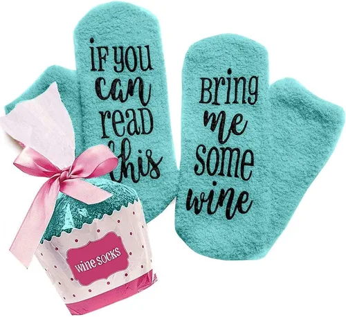 Vista 47 de CHANGGER Calcetines unisex con texto en inglés "If You Can Read This Bring Me Some Fuzzy Funny Saying Crew Socks Christmas Unisex Gift