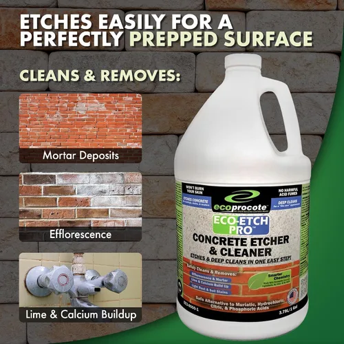 Vista 4 de eco-etch Pro hormigón Etcher & Limpiador, 1 gal Efflorescence, Rust & Dirt Remover from Brick, Driveway, Garage - Gentle Substitute for Citric