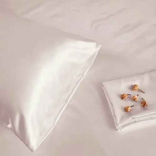 Vista 6 de Manyshofu - Funda de almohada de satén beige para protección del cabello - 2 piezas, fundas de almohada estándar, lujosas y sedosas, fundas
