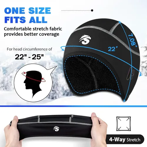 Vista 6 de 2 Pack Winter Skull Cap Helmet Liner for Men, Cycling Running Sweat Wicking Skullcap Beanie, Fits Under Helmets